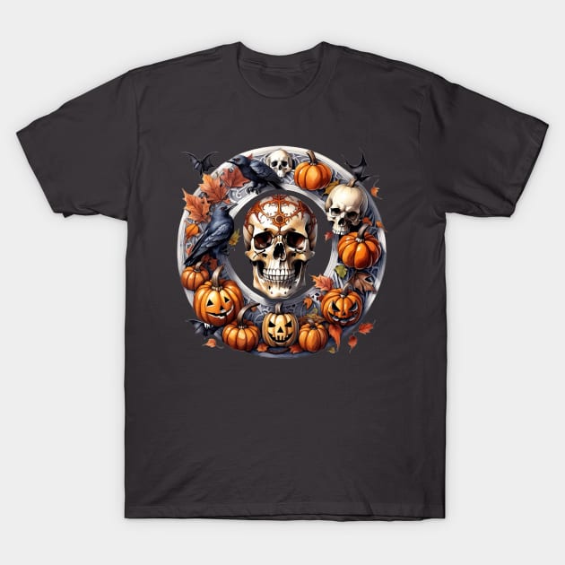 Pagan halloween skull circle T-Shirt by Edgi